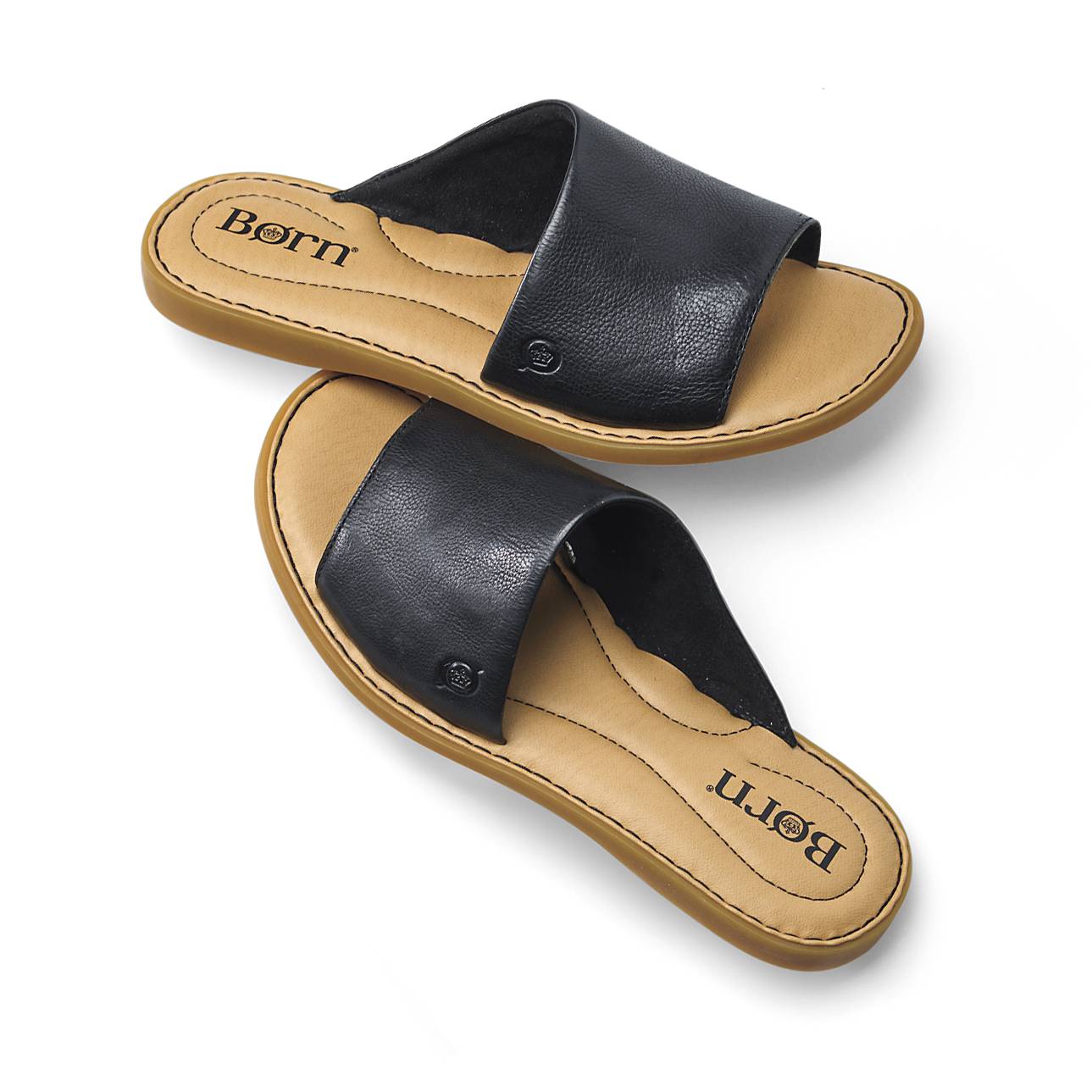 Born® Italian Leather Peep-Toe Slides, Microsuede Lining - Northstyle Catalog