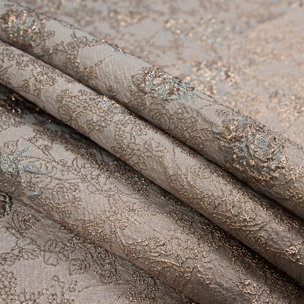 Pale Blue and Gold Luxury Floral Metallic Brocade - Joann Fabrics