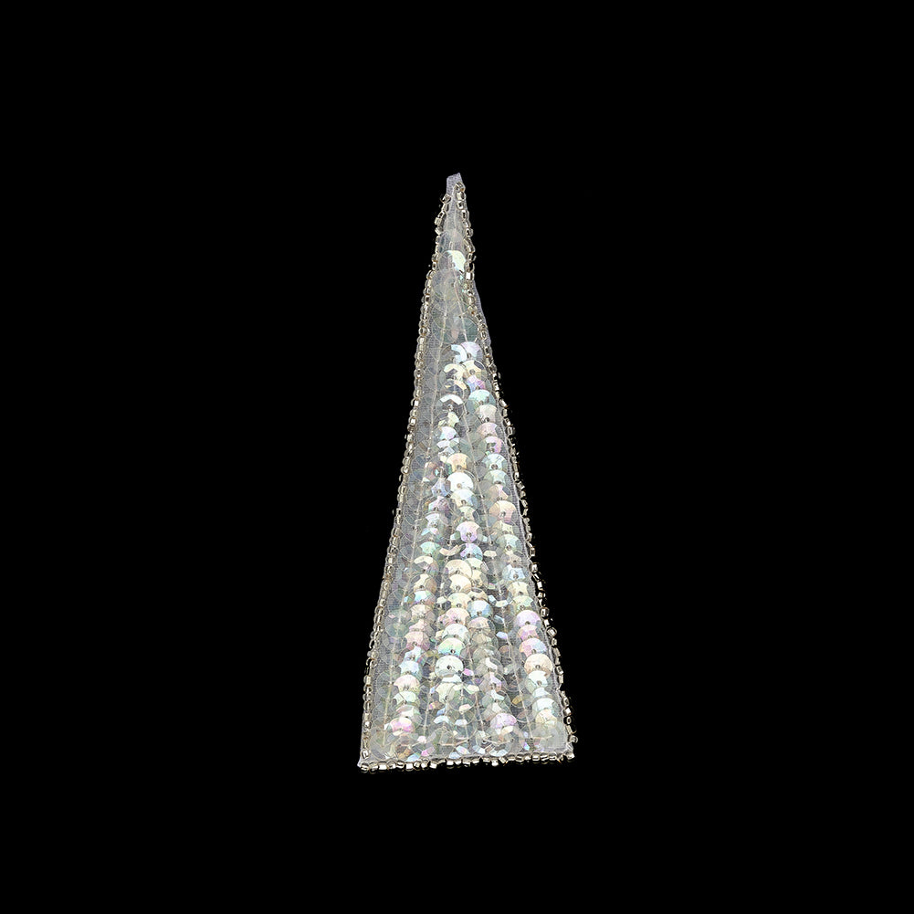 Vintage Crystal Iris Sequins and Silver-Lined Beads Triangle Applique - 4.875