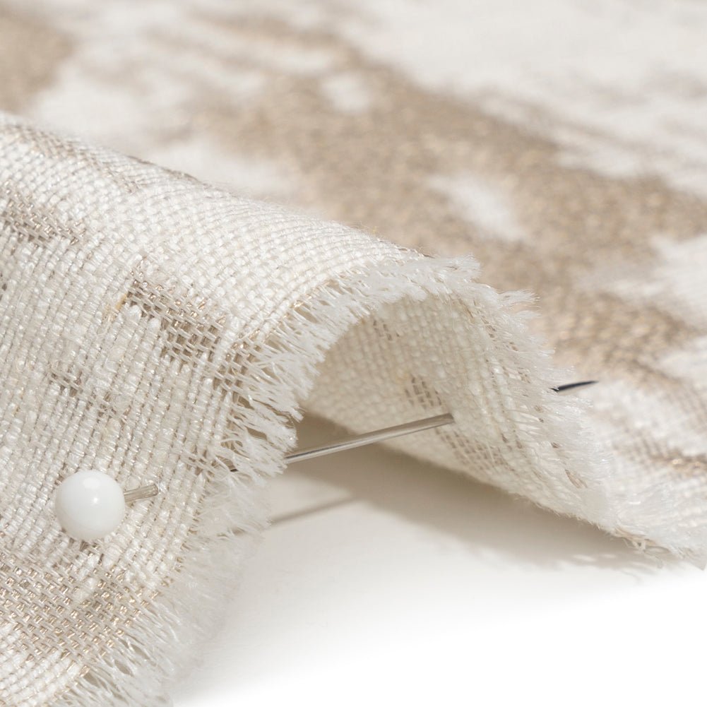Ivory and Taupe Abstract Viscose, Polyester and Linen Drapery Jacquard - Joann Fabrics