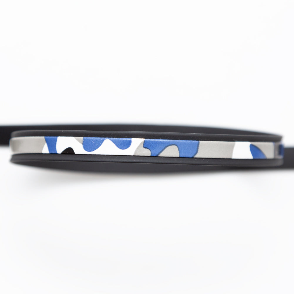Italian Black and Blue Camouflage Vinyl Striped Rubber Trimming - 0.375