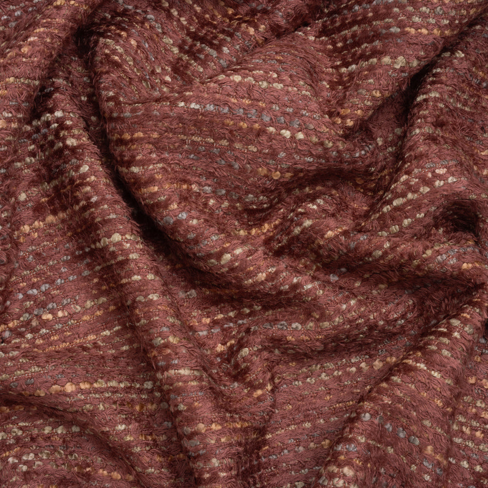 Recycled Olefin and Acrylic Upholstery Boucle and Chenille Tweed - Sangria Stripes - Virginia Collection - Joann Fabrics