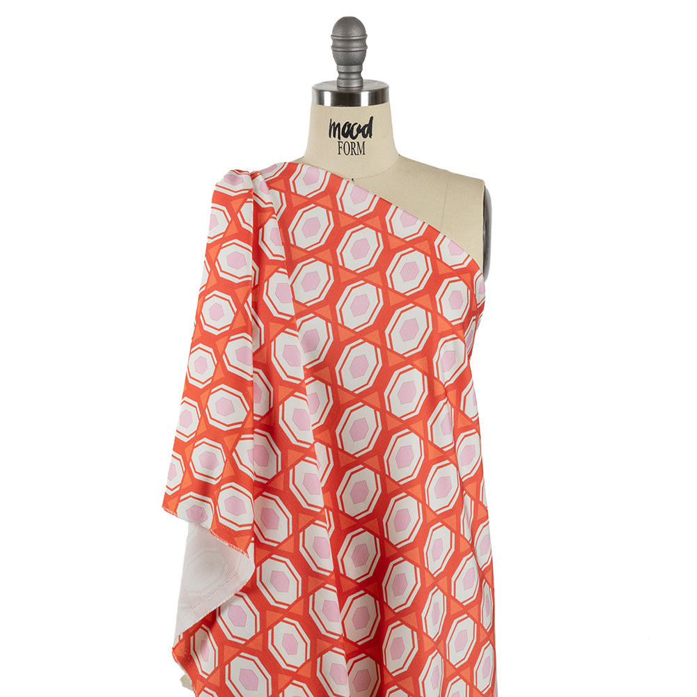 Stretch Cotton Sateen - Red Honeycomb Diamonds - Arcade Fever Print - Mood Exclusive Yesterday Collection - Joann Fabrics