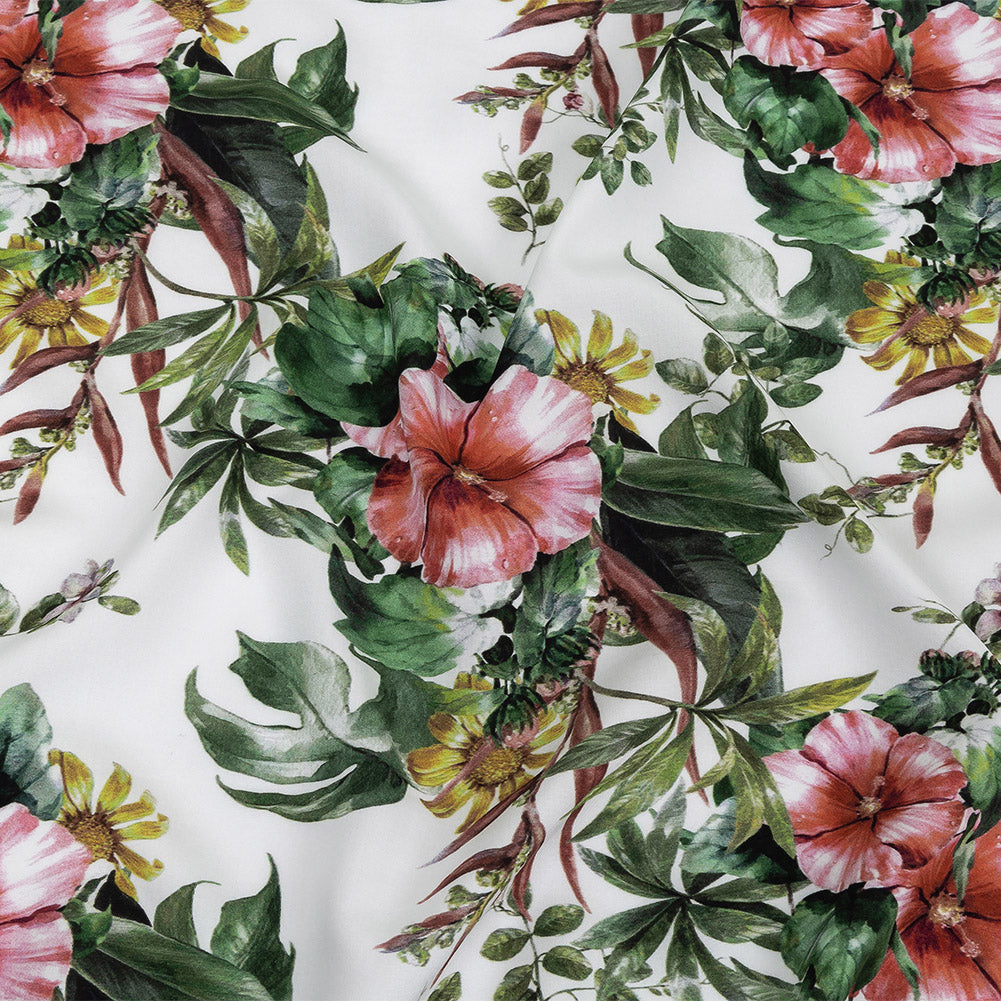Organic Viscose Batiste - Coral Florals and Foliage - Loreto Collection - Joann Fabrics