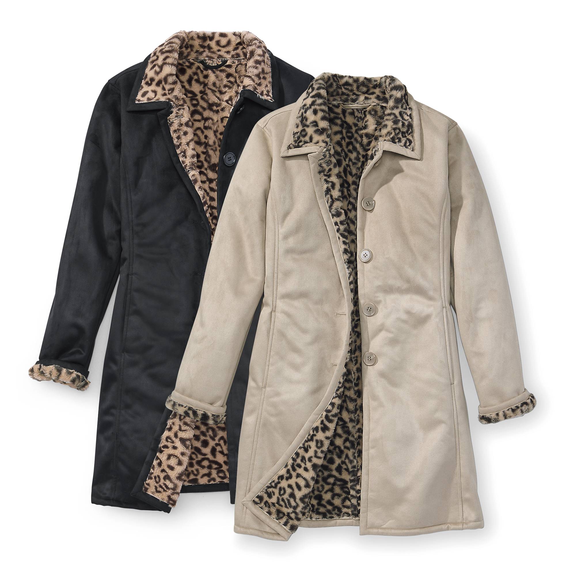 Leopard-Lined Faux-Suede Jacket, Button Front, Pockets - Northstyle Catalog