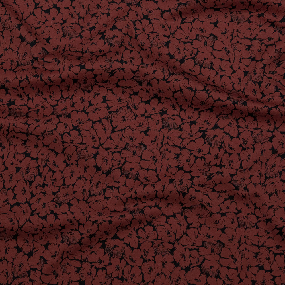 Stretch Cotton Sateen - Rust Floral - Poppy Paradise Print - Mood Exclusive Serengeti Collection - Joann Fabrics