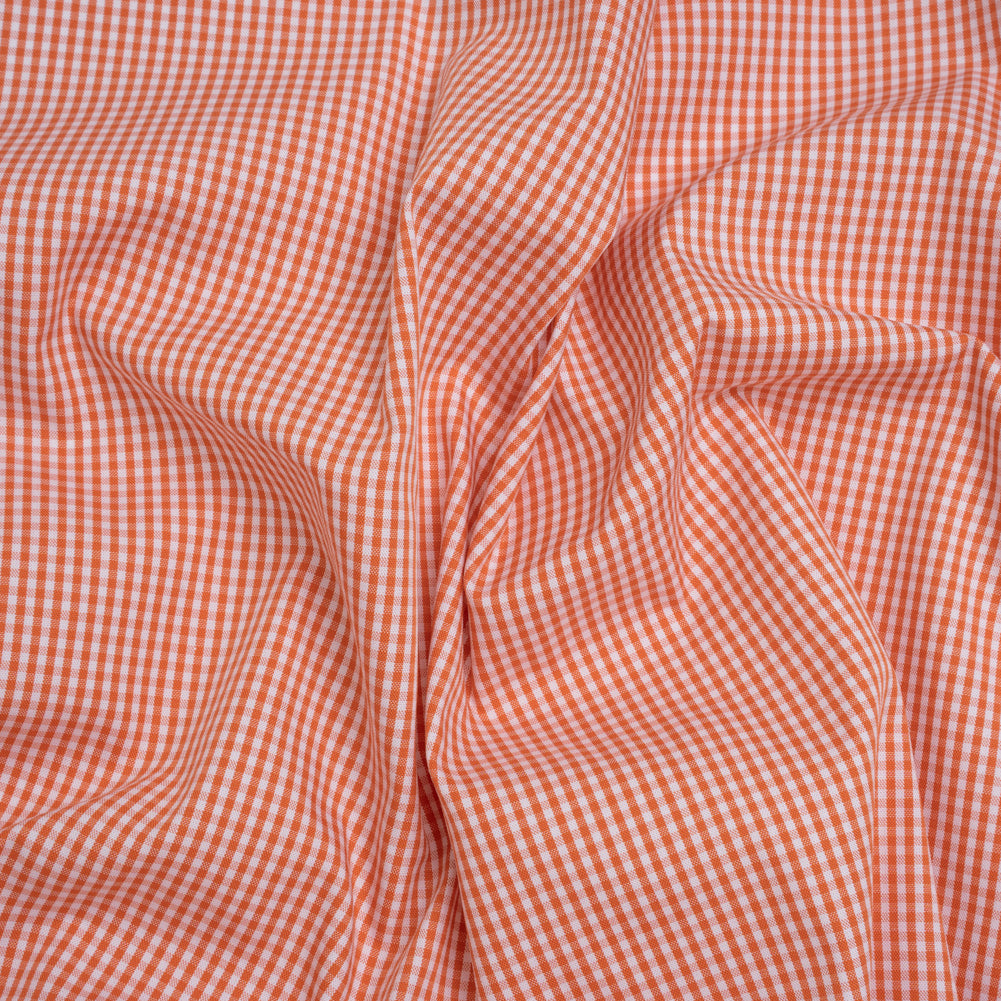 Cotton Oxford Shirting - Orange and White Little Gingham Checks - Deadstock - Joann Fabrics
