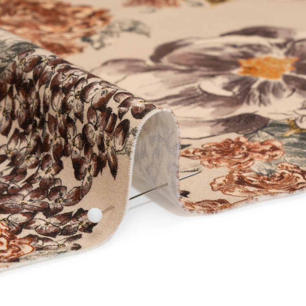 Brushed Stretch Cotton Twill Print - Beige and Brown Floral - Mood Exclusive Lunchtime at Washburn - Joann Fabrics