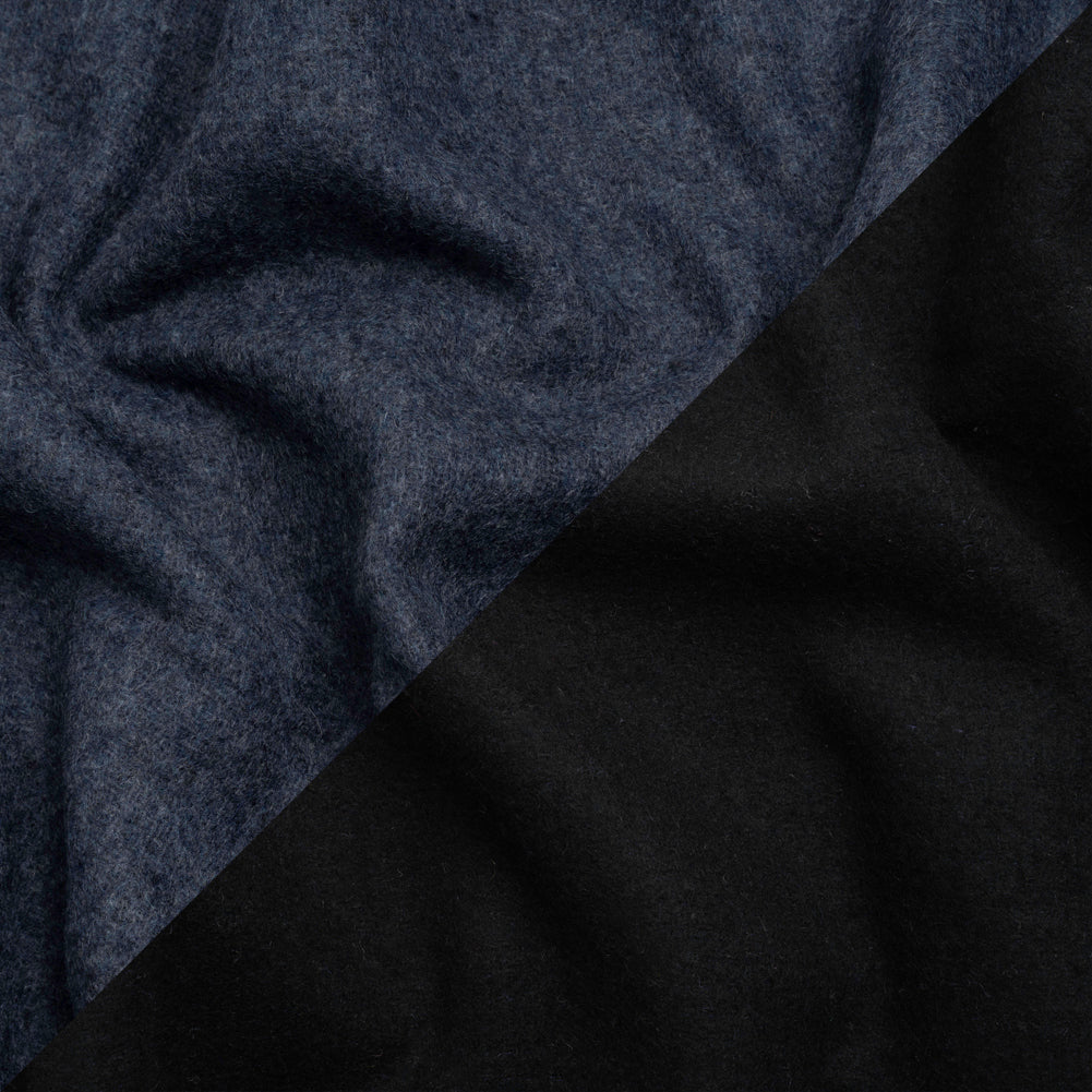 Italian Black and Navy Brushed Wool and Polyester Double Cloth Coating - Joann Fabrics