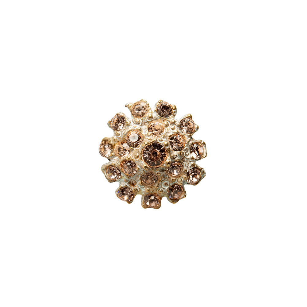 Gold/Peach Rhinestoned Metal Shank Back Button - 22L/14mm - Joann Fabrics