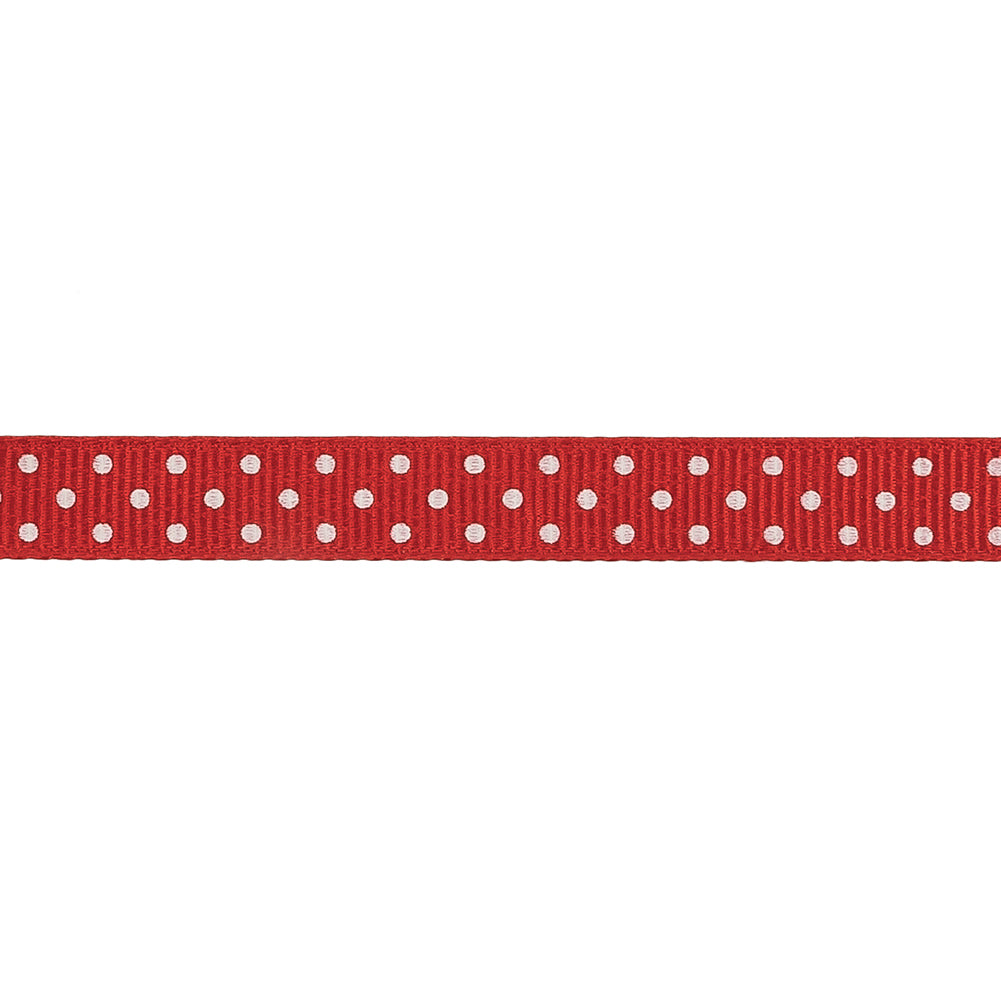 High Risk Red and White Polka Dots Grosgrain Ribbon - 0.375