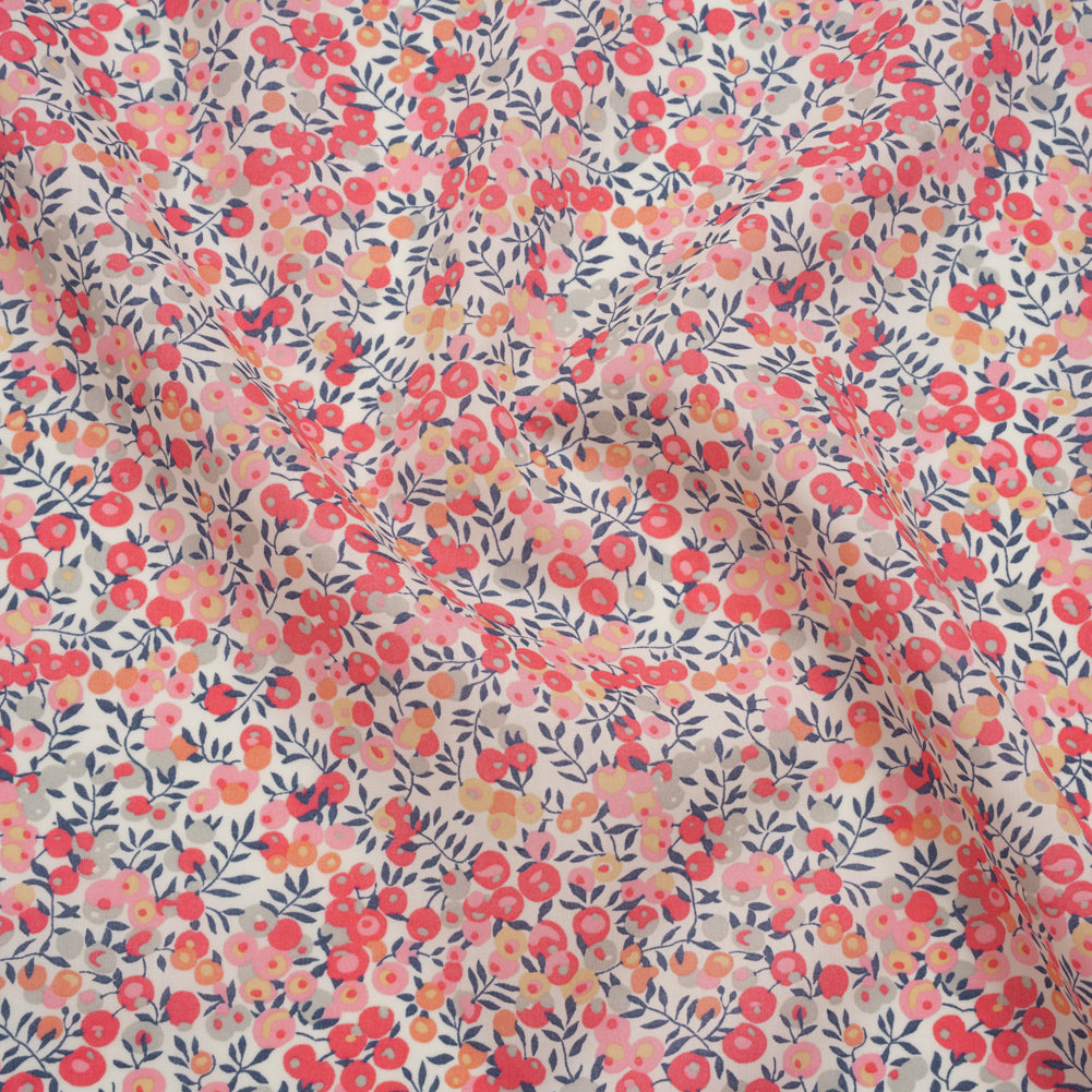 Liberty Fabrics Tana Lawn® - Wiltshire Light Pink - Baby Pink, Coral and Blue Leaves and Berries - Joann Fabrics