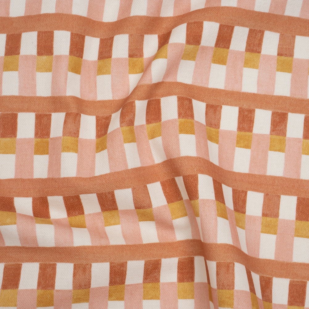 Cotton and Linen Canvas Print - Clay Geometric Block Stripes - British Imported - Joann Fabrics