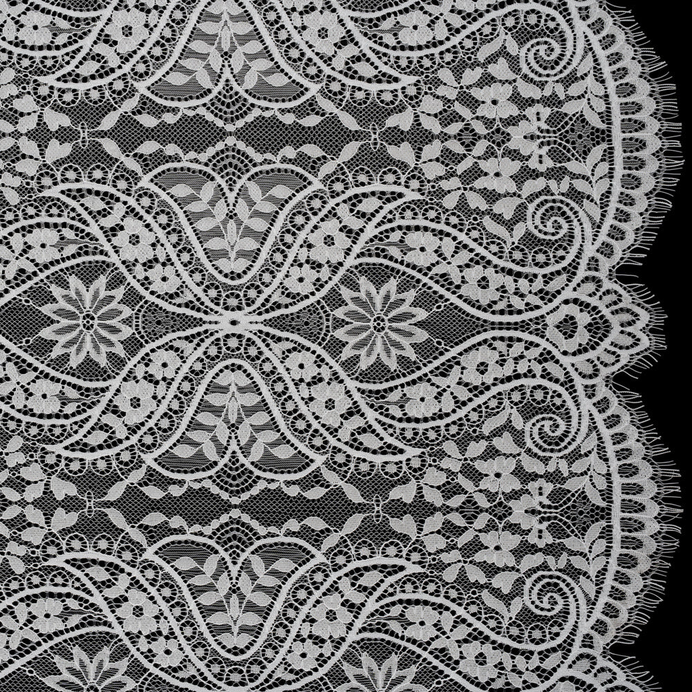 Nylon and Rayon Raschel Lace with Finished Edges - Ivory Flowers and Swirls - Joann Fabrics