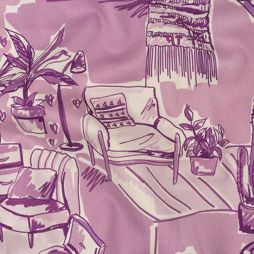 Stretch Cotton Sateen - Lilac Indoor Spaces - Where You're Planted Print - Mood Exclusive Wisteria Collection - Joann Fabrics
