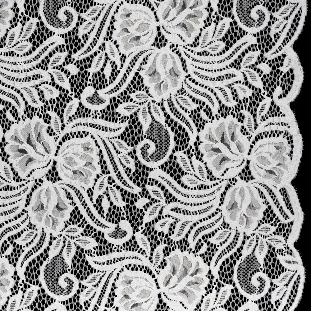 Re-Embroidered Stretch Lace with Finished Edges - Ivory Blossom Trios and Leaves - Tatiana Collection - Joann Fabrics