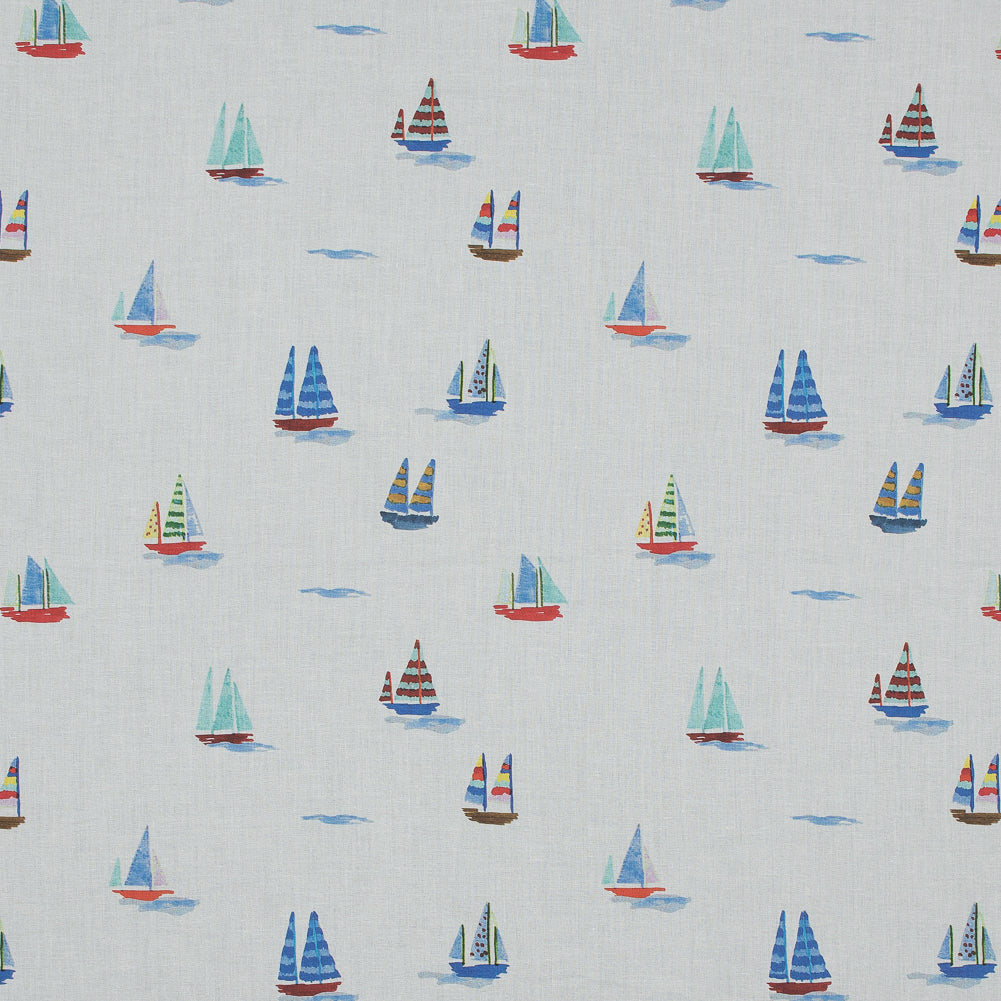 Cotton Voile - White and Blue Sailboats - Manu's Peace Print - Mood Exclusive Surya Collection - Joann Fabrics
