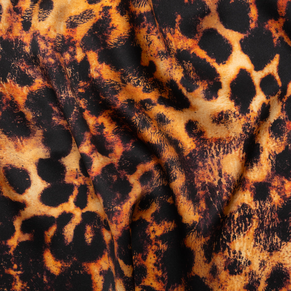 Silk Charmeuse Print - Golden Orange and Black Animal Spots - Made in Italy - Joann Fabrics