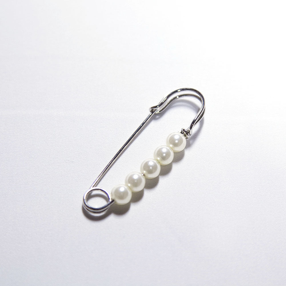 Italian Silver Safety Pin with Pearls - 0.875