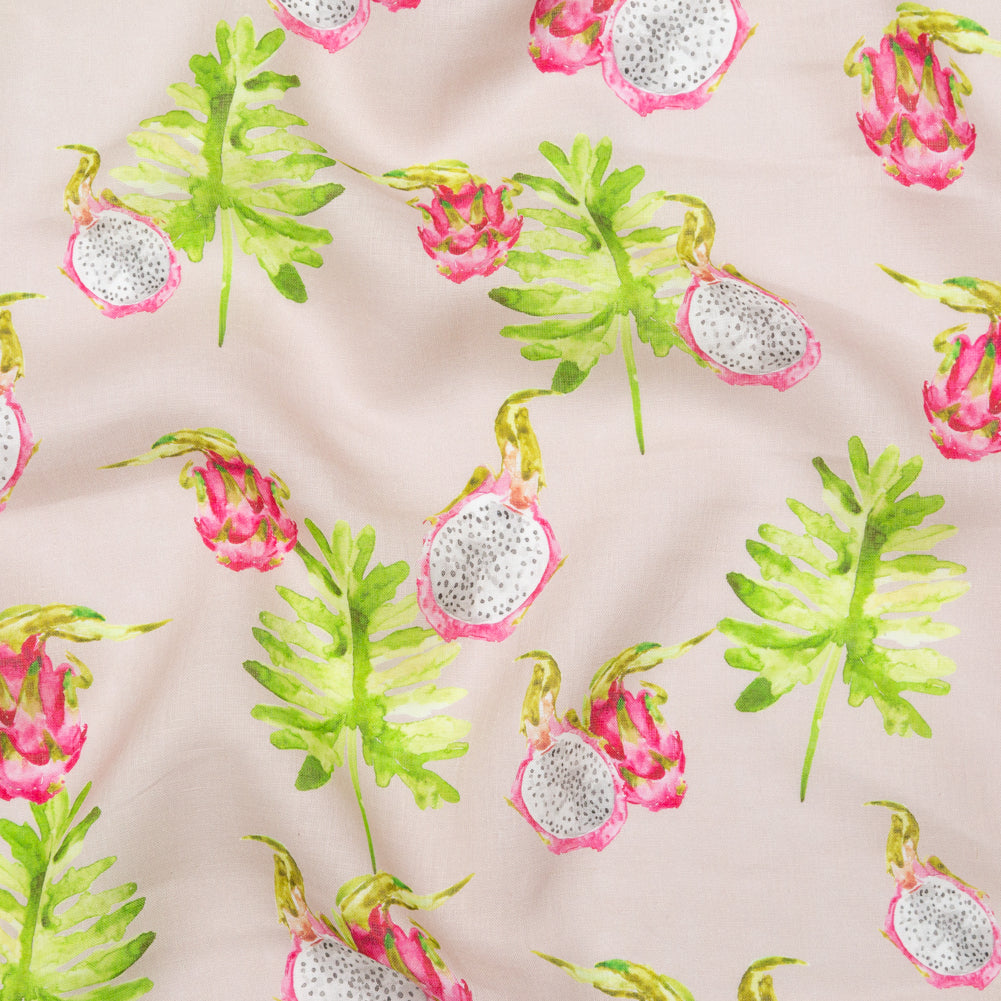 Dragon Fruit on Mauve Printed Linen Woven - Joann Fabrics
