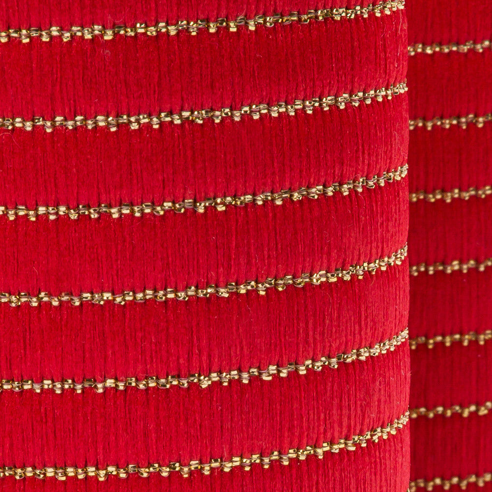 Red and Metallic Gold Striped Elastic Trim - 3
