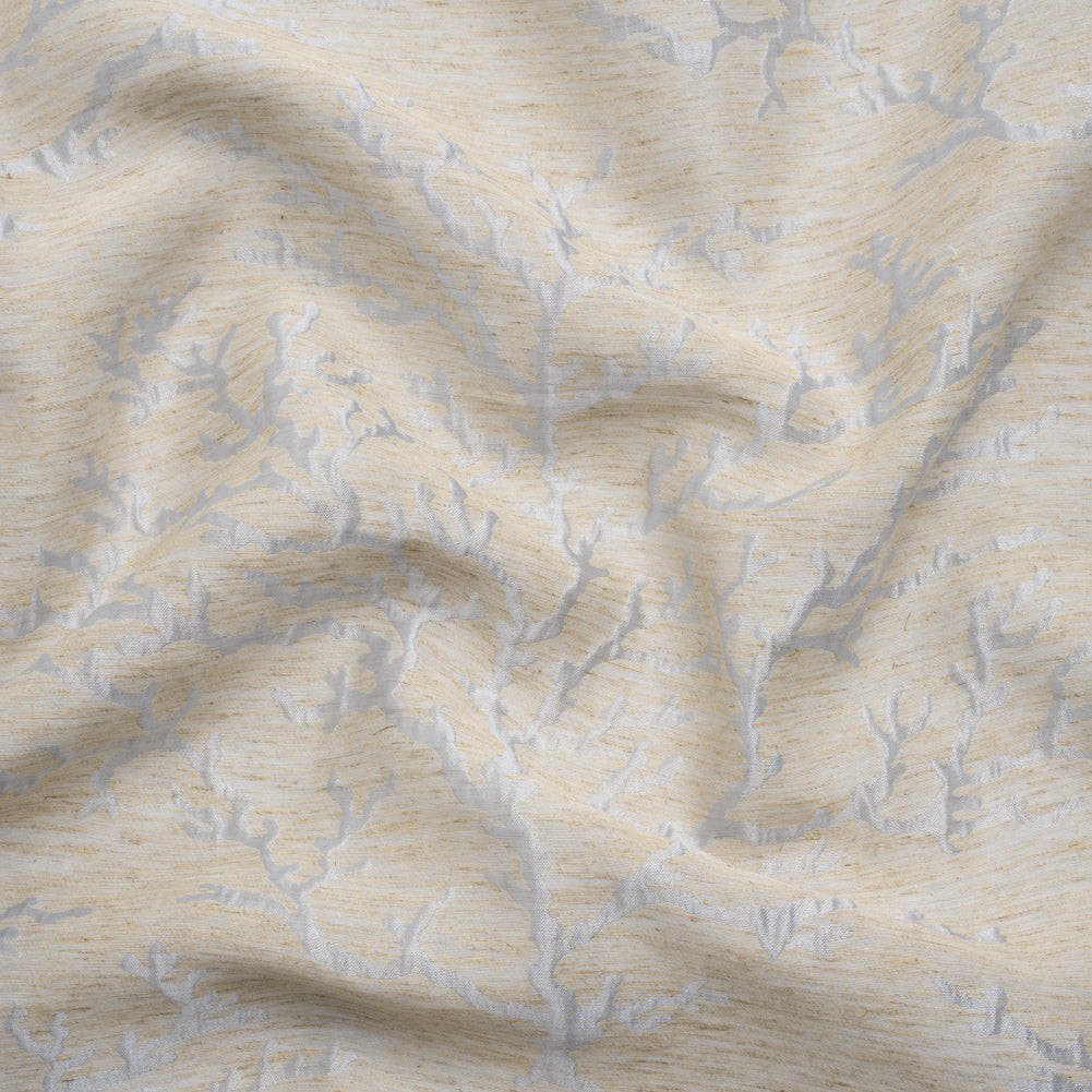 Luminous Baby Blue and Heathered Beige Winter Trees Lightweight Polyester and Linen Brocade - Joann Fabrics