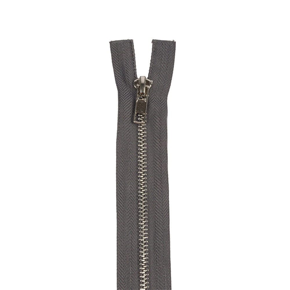 Charcoal and Silver T5 Open End Metal Zipper with Two Pulls - 36