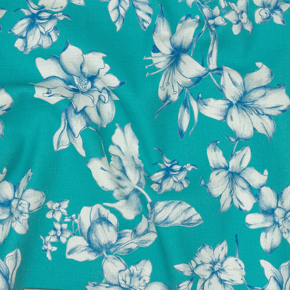 Mood Exclusive Turquoise Breath of Narcissus Stretch Cotton Woven - Joann Fabrics
