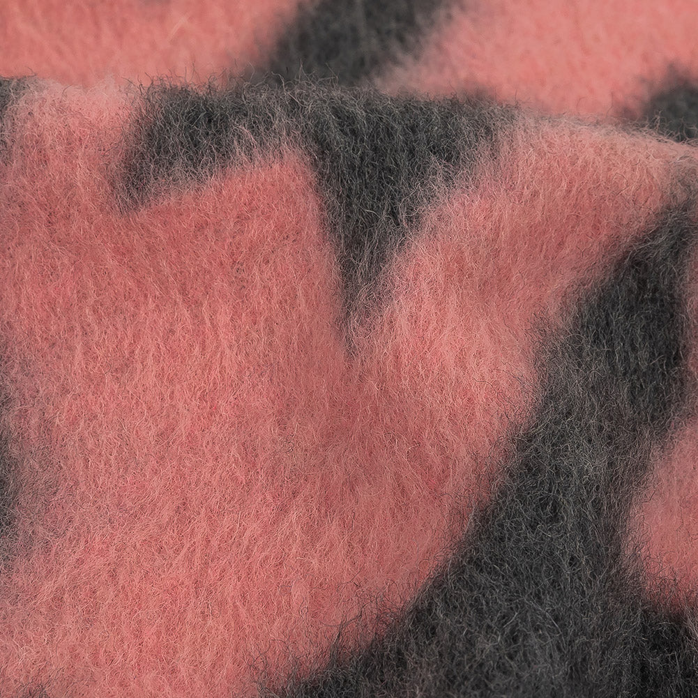 Pink and Charcoal Houndstooth Brushed Fuzzy Wool Knit - Joann Fabrics