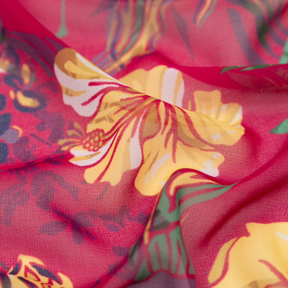 Italian Deep Magenta Floral Polyester Georgette - Joann Fabrics