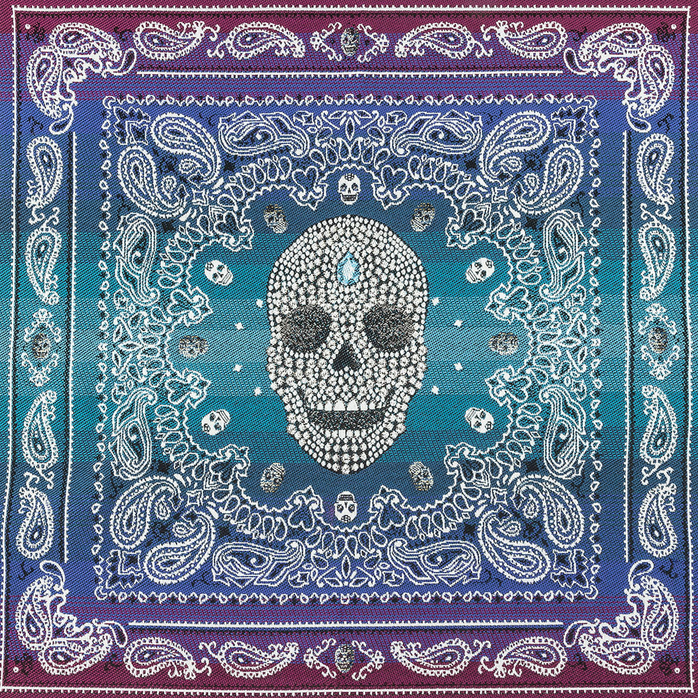 French Bleu Multi Diamonds and Bandanas Oversized Square Patch - 18.875