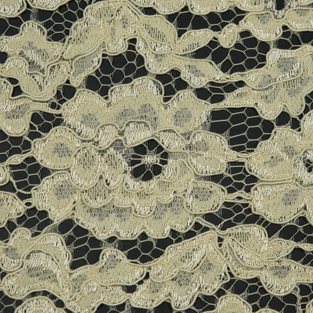 Famous NYC Designer Yellow Corded Floral Lace with Scalloped Edges - Joann Fabrics