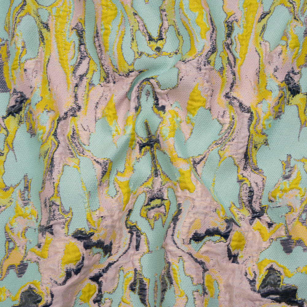 Metallic Luxury Brocade - Aqua, Pale Pink and Yellow Melting Abstract - Joann Fabrics