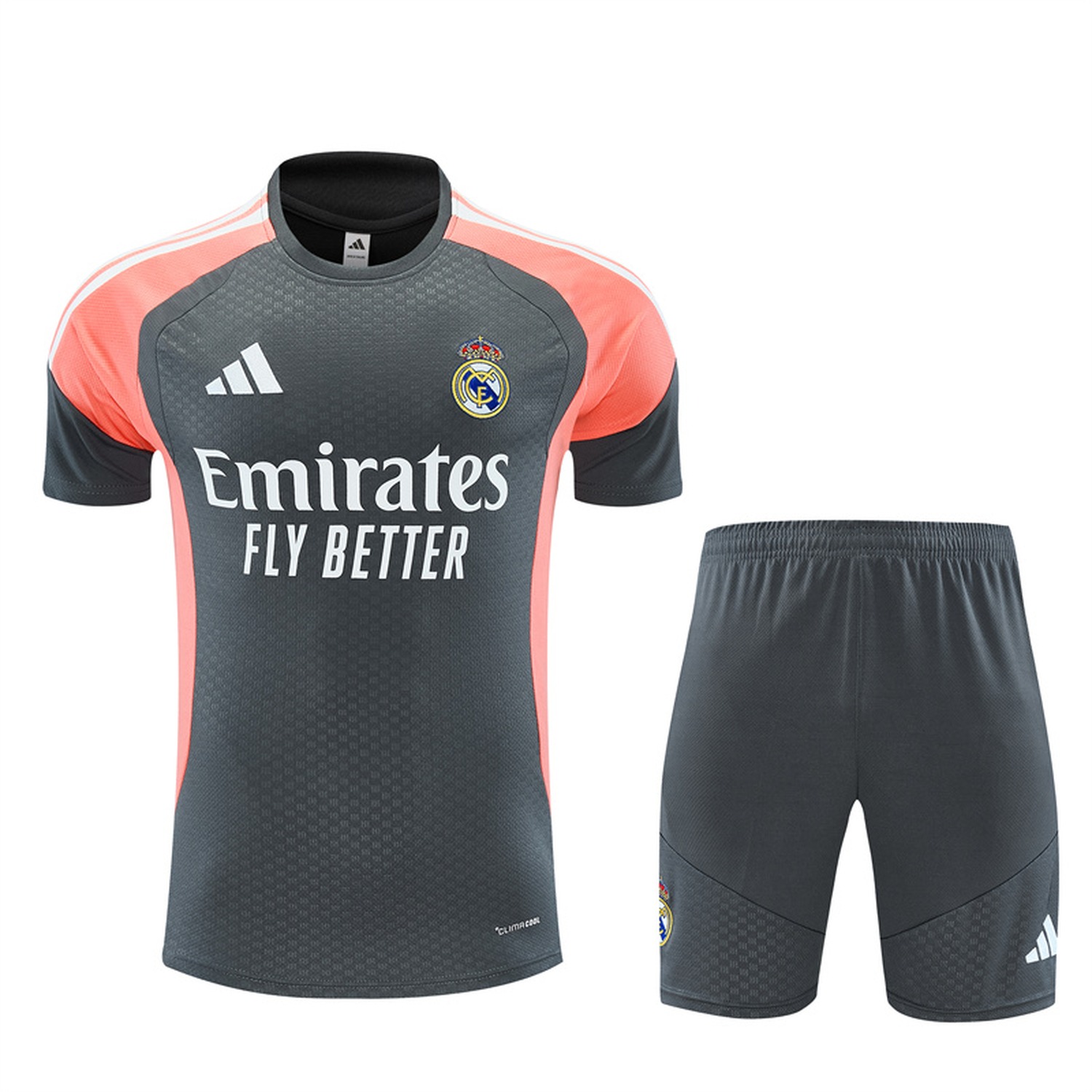 Real Madrid 26-27 Short-Sleeve Training Set - Deep Grey Top & Deep Grey Shorts - UnitedFutballJersey
