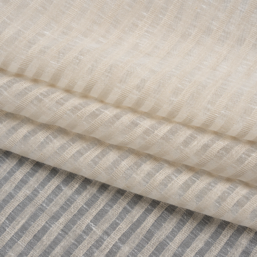 Slubbed Double Wide Drapery Sheers Woven - Putty Sheer Stripes - British Imported - Joann Fabrics
