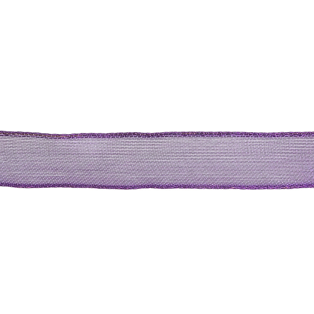 Purple Sheer Woven Ribbon with Wired Edges - 0.75