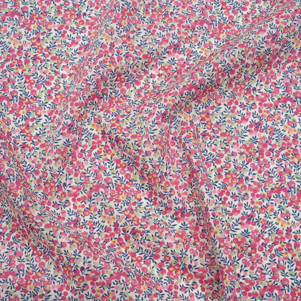 Liberty Fabrics Tana Lawn® - Wiltshire Bud Pink - Pink, Mint Green and Navy Berries and Leaves - Joann Fabrics