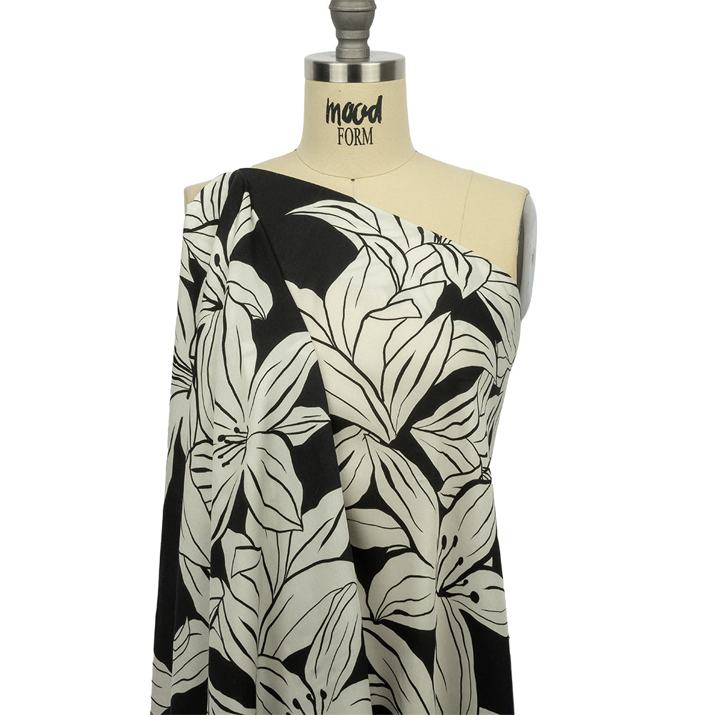 Rayon Challis - Black Floral - Central Park Spring Print - Mood Exclusive Metro Collection - Joann Fabrics