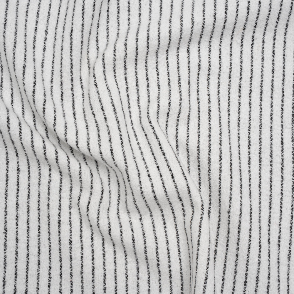 Yarn-Dyed Cotton Flannel - Black on White Chalk Stripes - Deadstock - Joann Fabrics