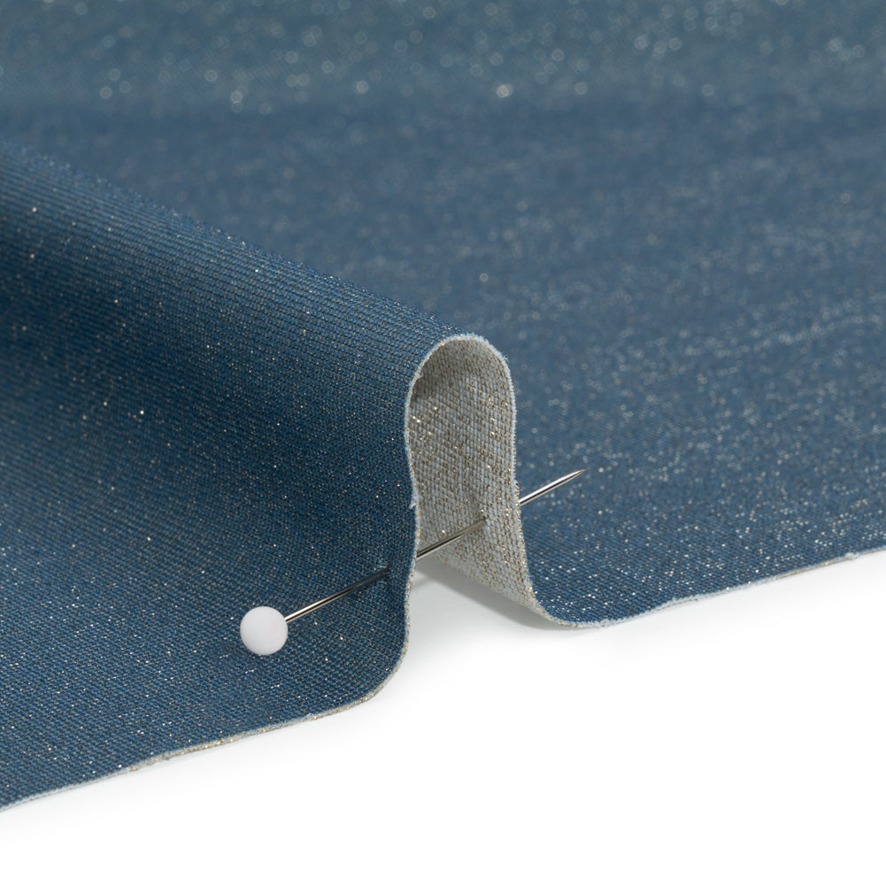 Famous Australian Designer Gray, French Blue and Metallic Gold Double Face Stretch Polyester Tricot - Joann Fabrics