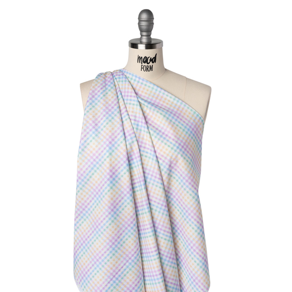 Printed Quilting Cotton by Ghazal Razavi for FIGO Studio - Pastel Rainbow and White Checks - Dovetail Collection - Joann Fabrics