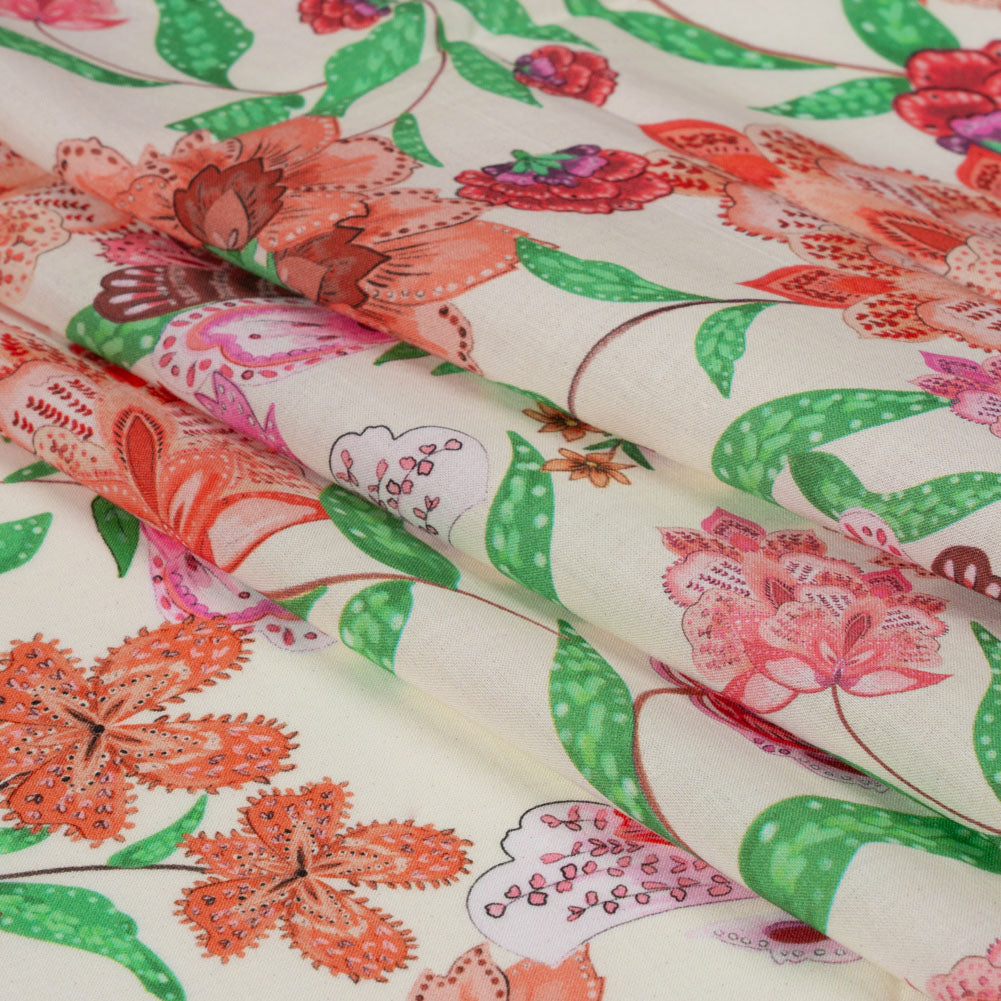 Cotton Voile - Pink and Orange Floral - Lennox Estate Print - Mood Exclusive Gisele Collection - Joann Fabrics