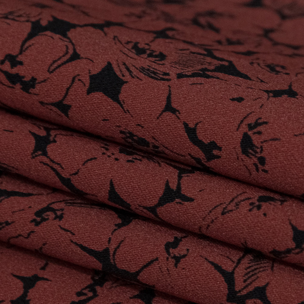 Stretch Cotton Sateen - Rust Floral - Poppy Paradise Print - Mood Exclusive Serengeti Collection - Joann Fabrics