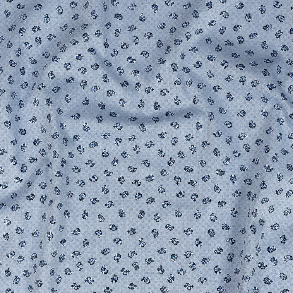 Premium Light Blue Paisley Printed Cotton Shirting - Joann Fabrics