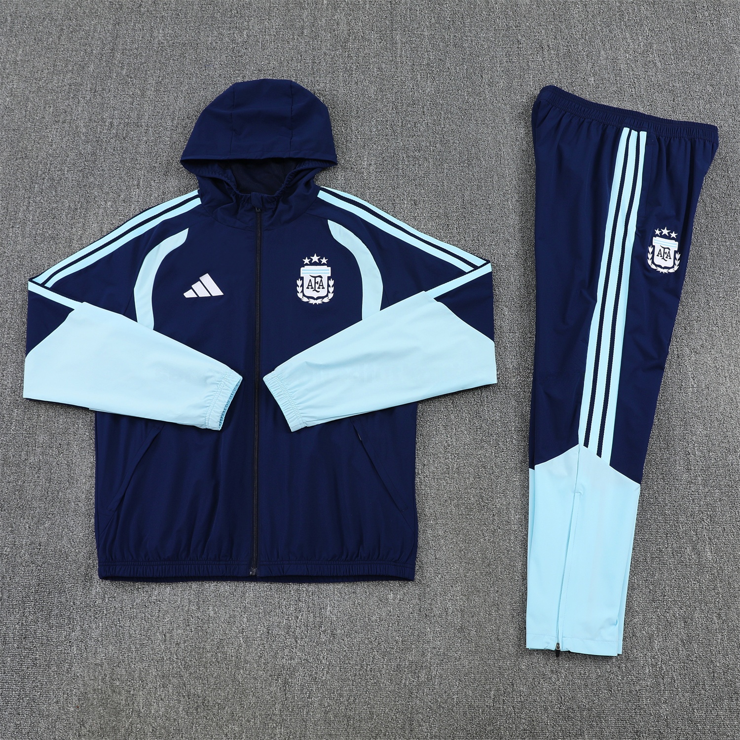 Argentina 2026 Hooded Windbreaker Training Set - Dark Blue Top & Pants - UnitedFutballJersey