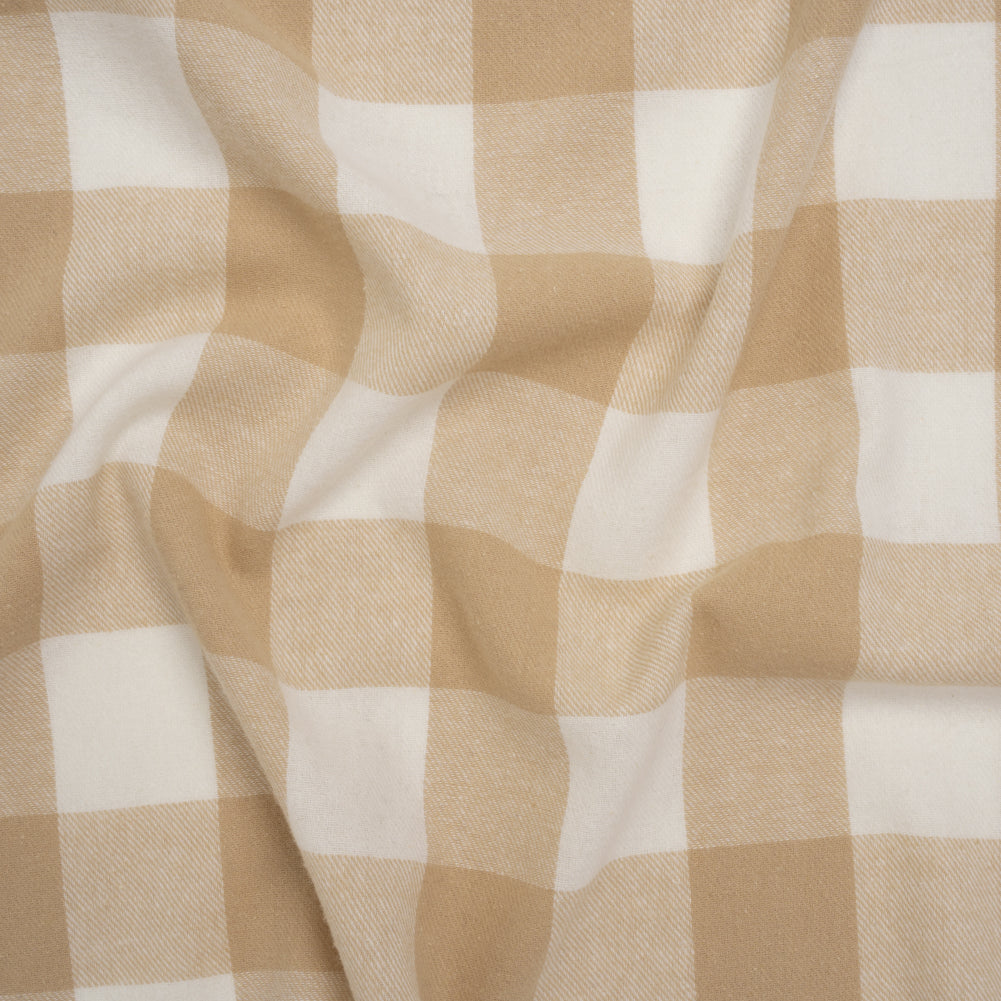 Yarn-Dyed Cotton Twill Flannel - Beige and White Buffalo Check - Joann Fabrics