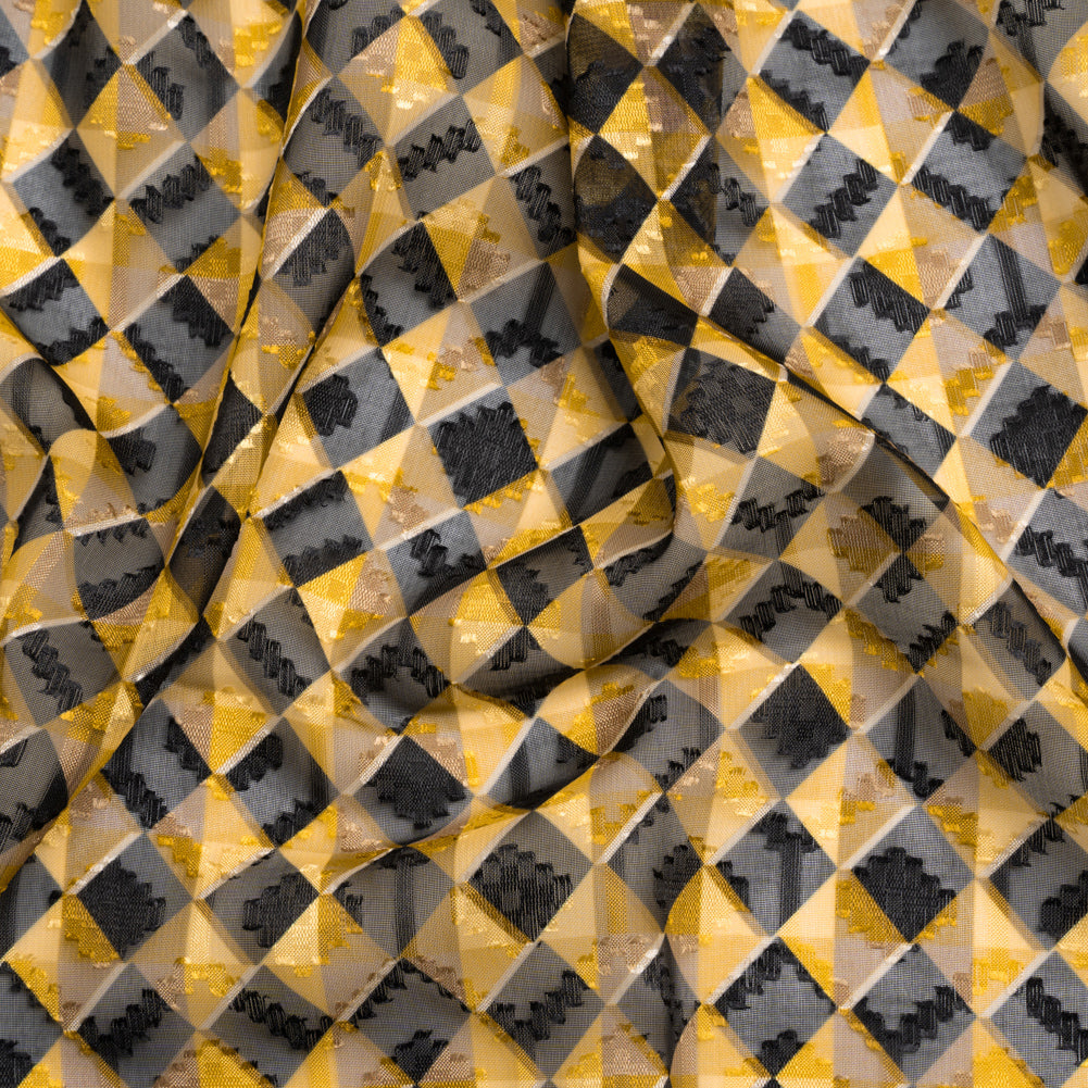 Geometric Burnout Polyester Woven Print - Yellow and Black Geometric - Mood Exclusive Raw Honey Glow - Joann Fabrics