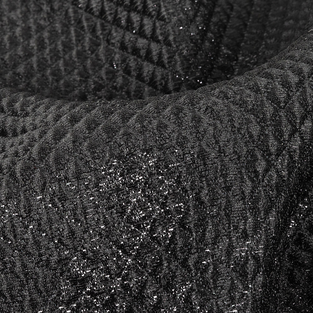 Mood Exclusive Jolene Metallic Black Tiny Diamonds Quilted Luxury Brocade - Joann Fabrics