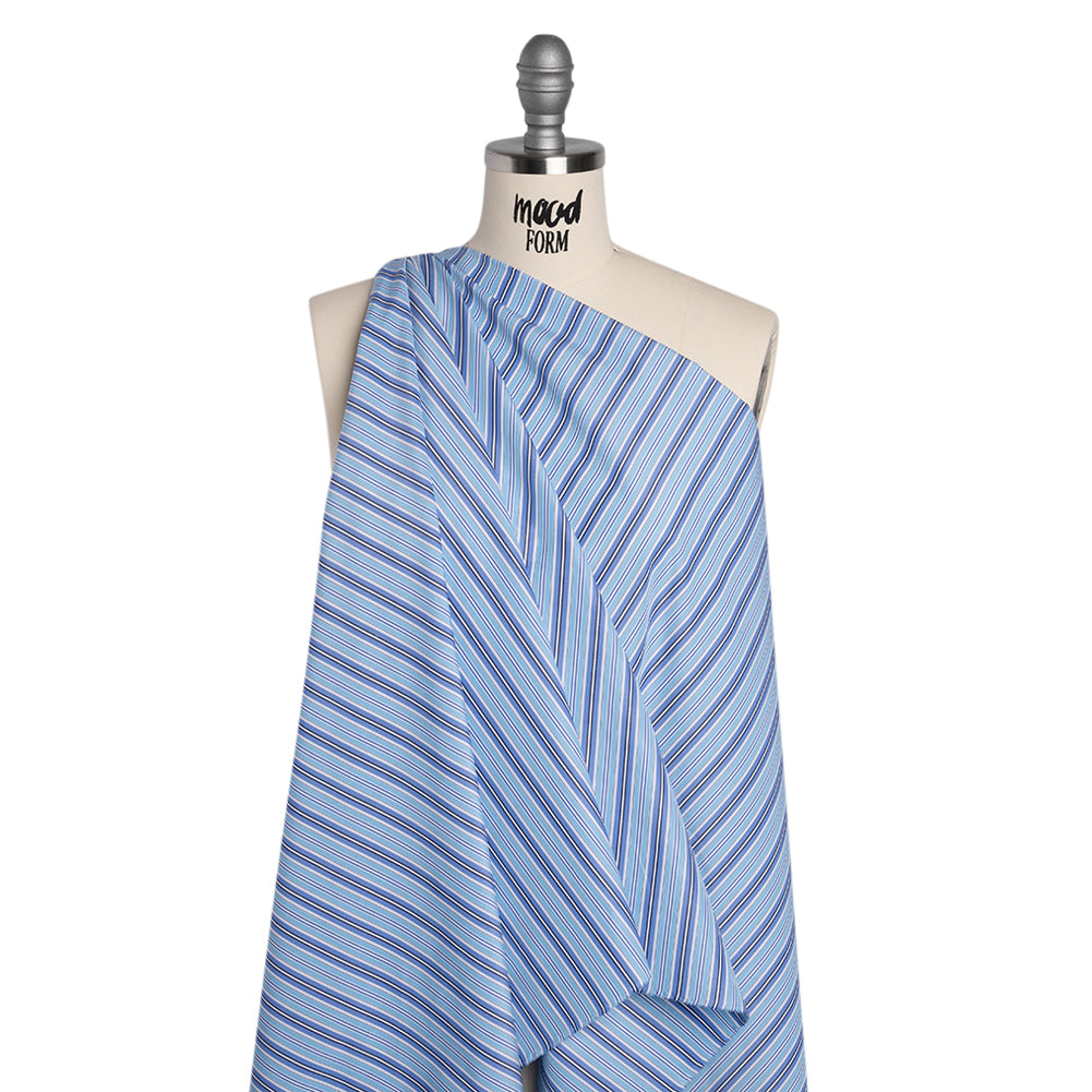 Cotton Poplin - Blue, Sky and White Stripes - Deadstock - Joann Fabrics