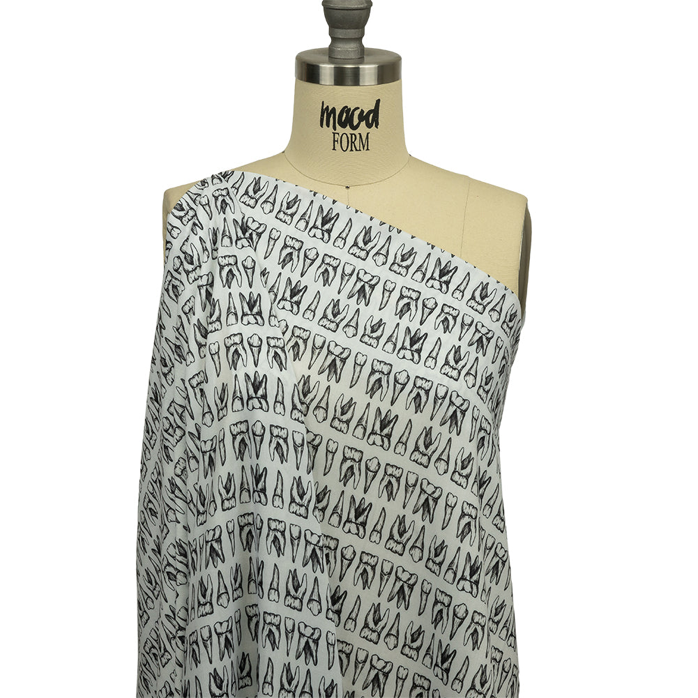 Rayon Batiste - White and Black Teeth - Berenice Print - Mood Exclusive Nevermore Collection - Joann Fabrics